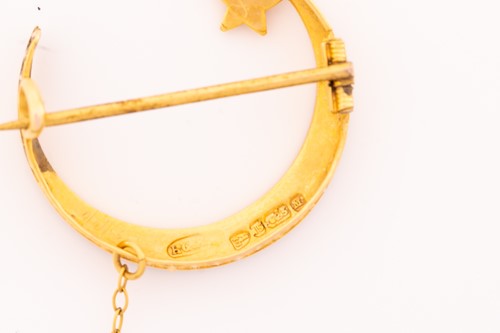 Lot 56 - A late Victorian 15 carat gold crescent brooch,...