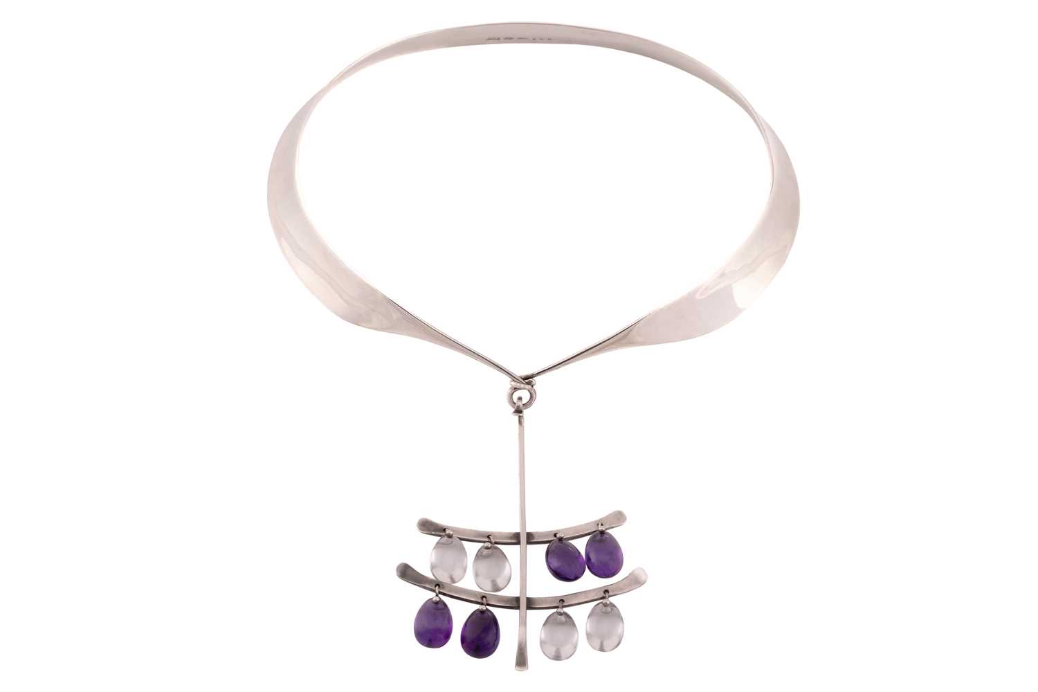 Lot 370 - Georg Jensen - 'Neck Ring' with quartz and...