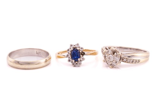 Lot 211 - Three 9ct rings comprising of a diamond...