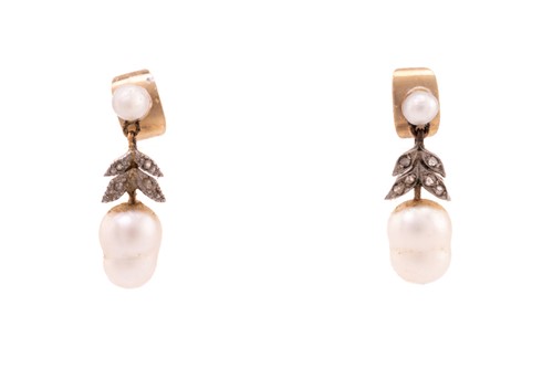 Lot 153 - A pair of early 20th-century pearl and diamond...