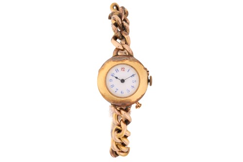 Lot 433 - A yellow gold fob watch converted with a...