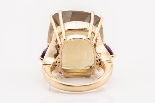 Lot 151 - A large citrine and amethyst cocktail ring,...