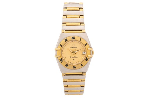 Lot 405 - An Omega Constallation ladies quartz two tone...