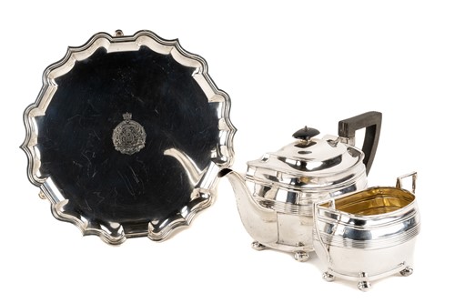 Lot 480 - An early 20th-century silver teapot and...