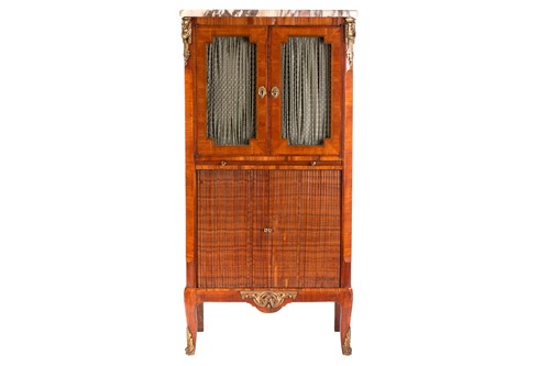 Lot 113 - A Louis XVI style marble topped rosewood music...