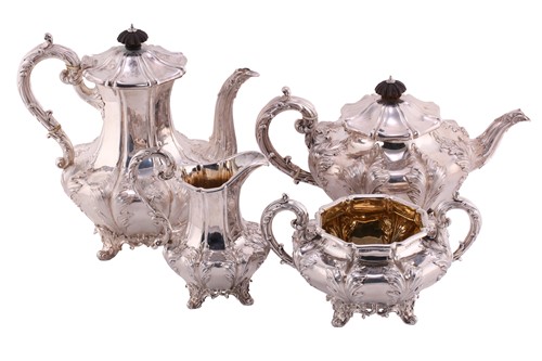 Lot 494 - A William IV four piece tea and coffee set; of...