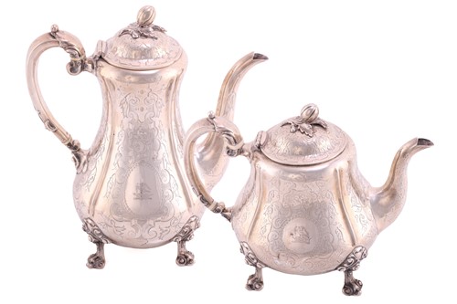 Lot 464 - A mid Victorian teapot and coffee pot; of...