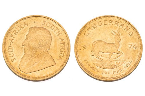 Lot 343 - A 1oz 22ct gold South Africa Krugerrand, 1974