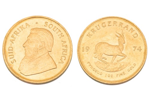 Lot 348 - A 1oz 22ct gold South Africa Krugerrand, 1974