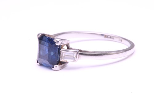 Lot 256 - A platinum, natural sapphire, and diamond...