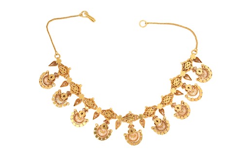 Lot 291 - An Indian filigree choker in high-carat gold,...