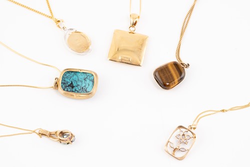 Lot 155 - A group lot consisting of six gem-set pendants...