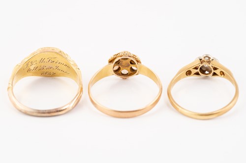 Lot 206 - Two Victorian gem-set rings and a diamond...