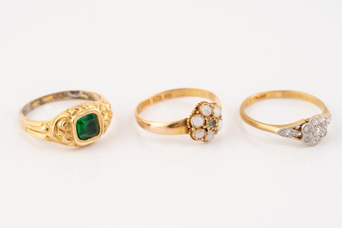 Lot 206 - Two Victorian gem-set rings and a diamond...
