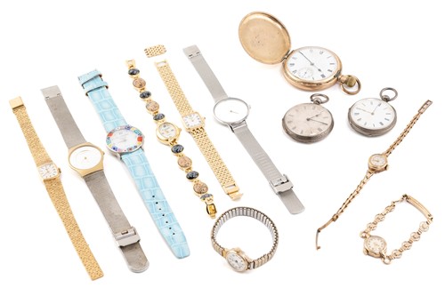 Lot 448 - A collection of nine lady's watches and three...