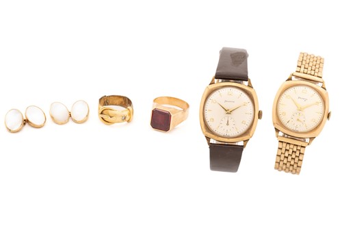 Lot 278 - A collection of two 9ct watches, a pair of 9ct...