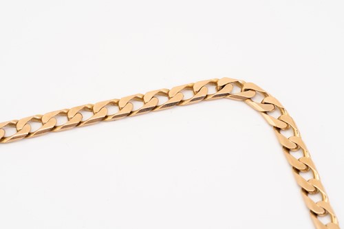 Lot 159 - A 9ct gold flat angular curb link chain,...