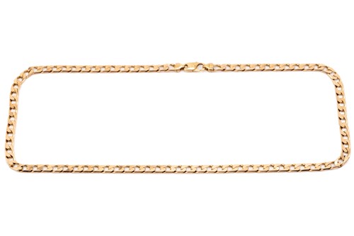 Lot 159 - A 9ct gold flat angular curb link chain,...