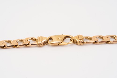Lot 159 - A 9ct gold flat angular curb link chain,...