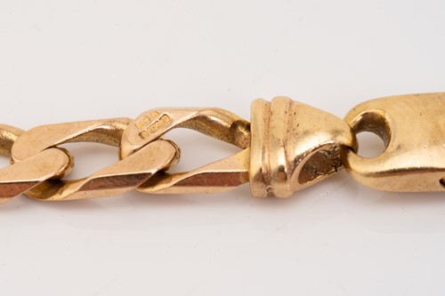 Lot 159 - A 9ct gold flat angular curb link chain,...