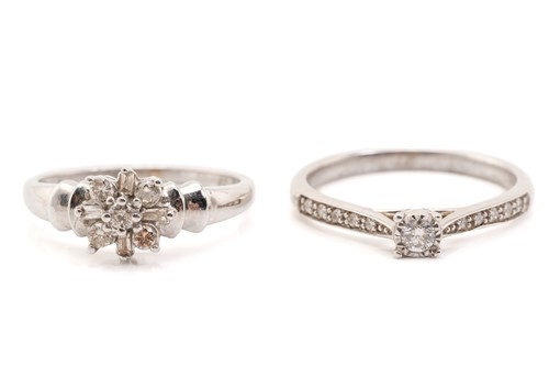 Lot 48 - A 9ct white gold and diamond floral cluster...