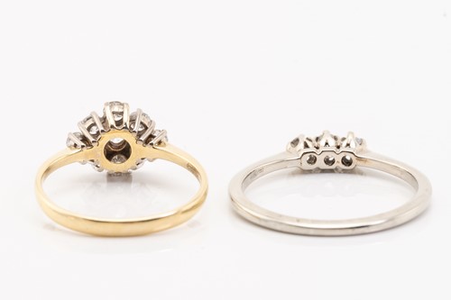 Lot 174 - Two diamond set rings, featuring a 9-stone...