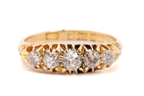 Lot 176 - An Edwardian half hoop five-stone diamond ring,...
