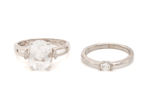 Lot 25 - A platinum and diamond solitaire ring, set...