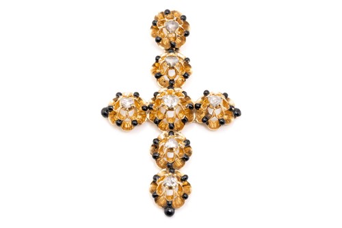 Lot 108 - A French diamond-set cross pendant, the...