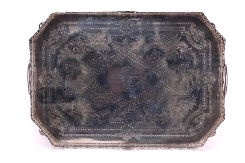 Lot 495 - A large late Victorian silver tray, Sheffield...