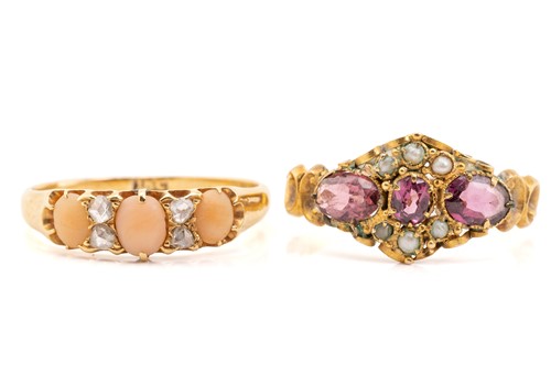 Lot 5 - Two 19th-century gem-set rings; the first...