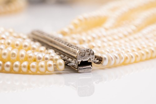 Lot 110 - A Belle Époque diamond, sapphire and seed...