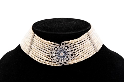 Lot 110 - A Belle Époque diamond, sapphire and seed...