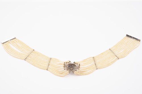 Lot 110 - A Belle Époque diamond, sapphire and seed...
