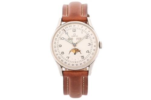 Lot 379 - An Omega calendar & moon phase hand-wound...