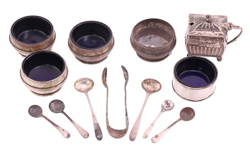 Lot 458 - A set of four glass salt cellars; circular...