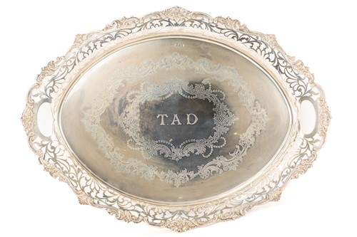 Lot 463 - An early 20th-century heavy silver oval tray,...