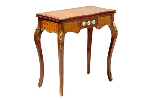 Lot 246 - A Louis XV style mahogany and cube parquetry...