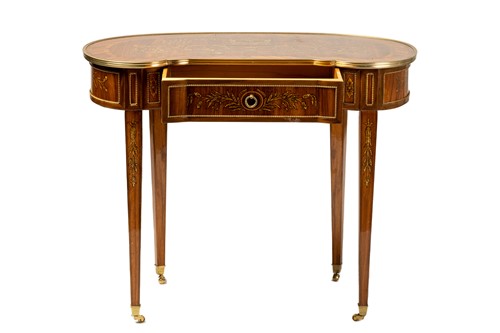 Lot 143 - A Louis XVI style kidney shaped Kingwood...