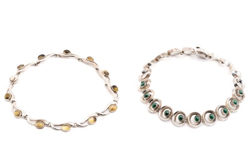 Lot 21 - Two Mexican gem-set necklaces; the first...