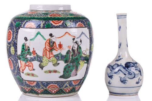 Lot 134 - A Chinese porcelain ginger jar, 20th century,...