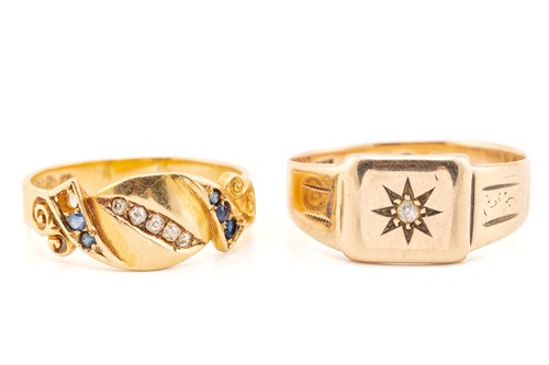 Lot 12 - An Edwardian gem-set dress ring in 18ct gold...
