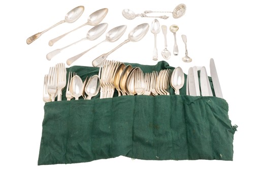 Lot 470 - A Victorian part canteen of fiddle and shell...
