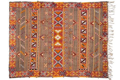 Lot 183 - A West African kelim with bands of piled...