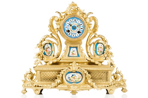 Lot 247 - A Louis XVI-style 8-day gilt metal mantle...