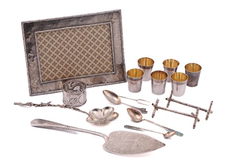 Lot 120 - A collection of Chinese silver and white metal...