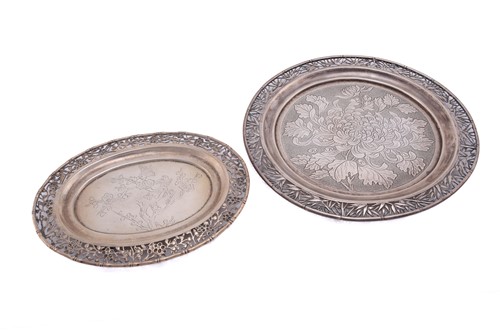 Lot 116 - A Chinese silver salver, Wang Hing, late Qing,...