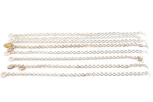Lot 420 - Seven silver belcher chains and one unmarked...