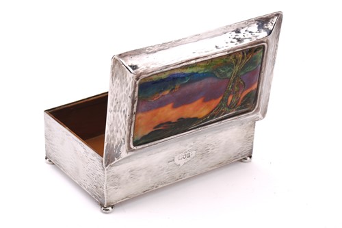 Lot 93 - Guild of Handicraft Ltd: a silver cigarette...