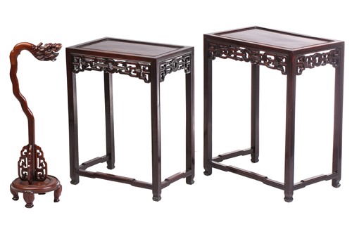 Lot 123 - A nest of two Chinese Hongmu tables, early...